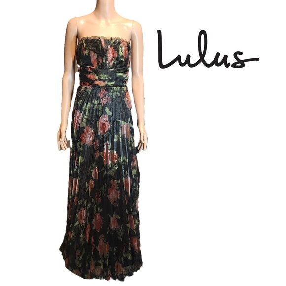Lulus Dresses & Skirts - Lulu’s Mesmerizing Forever Pleated Organza Maxi Dress NWT Black Med